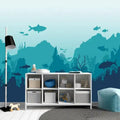 Sharks in the Blue Underwater Nursery Wall Mural