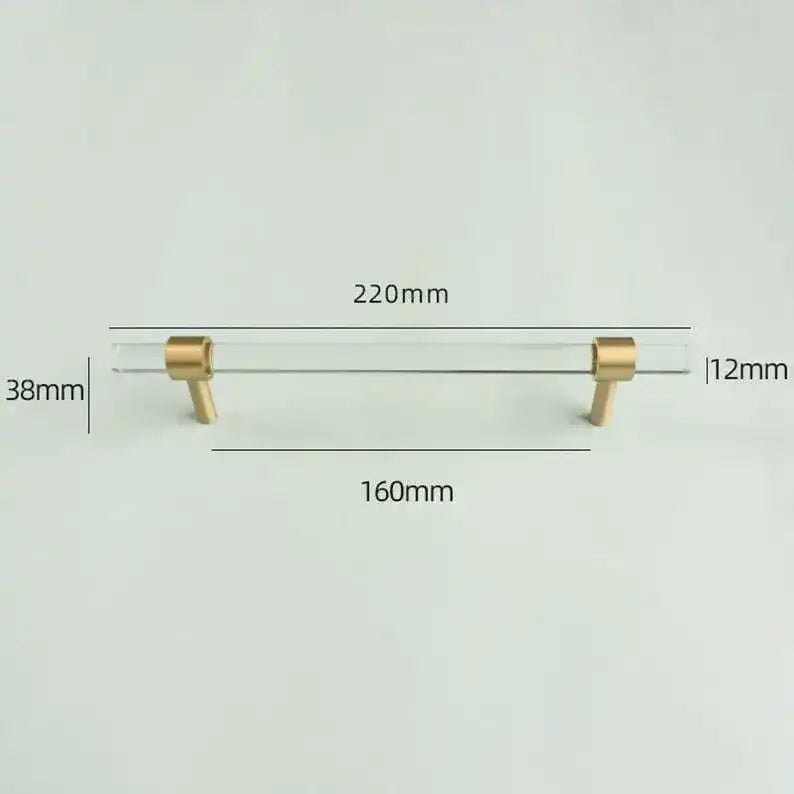 Sleek Acrylic Cabinet Drawer Pull with Brass Handle