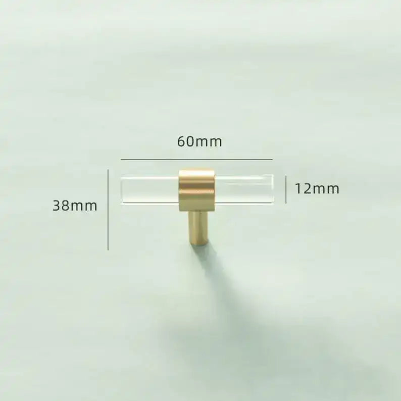 Sleek Acrylic Cabinet Drawer Pull with Brass Handle
