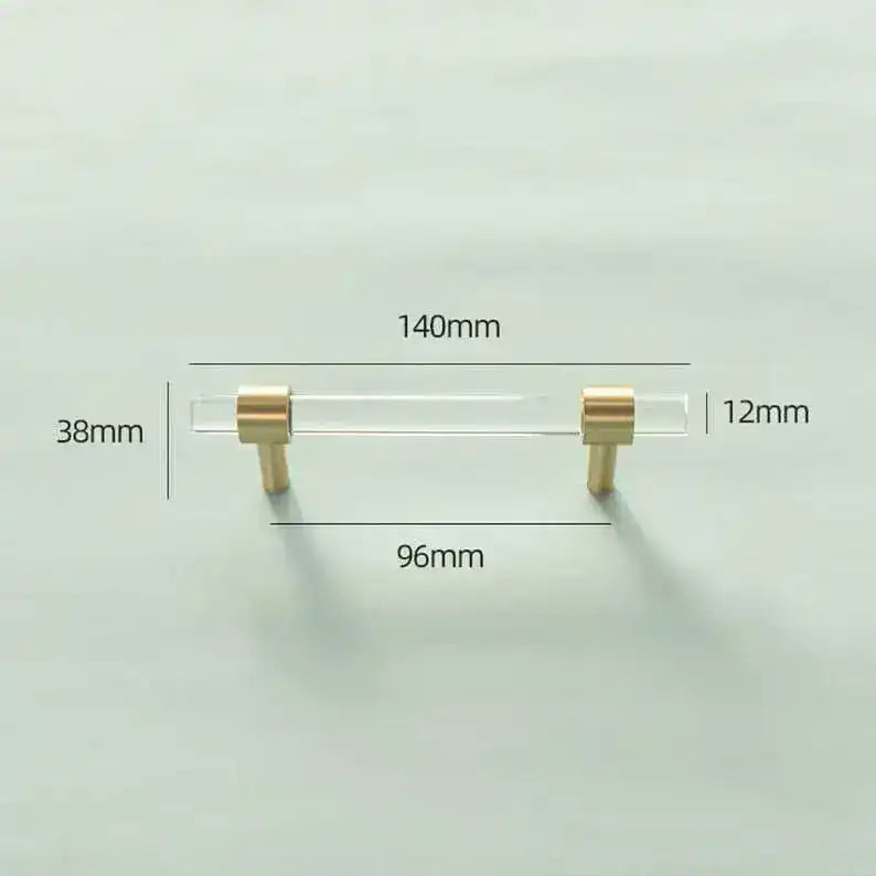 Sleek Acrylic Cabinet Drawer Pull with Brass Handle