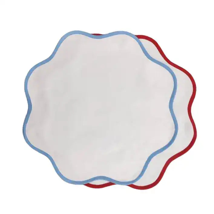 Solid Scalloped Round Cotton Placemats