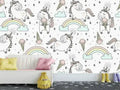 Unicorn Rainbow and Ice Cream Nursery Wallpaper