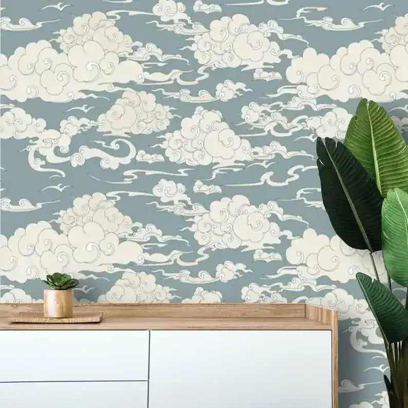 Vintage Chinoiserie Clouds Wallpaper