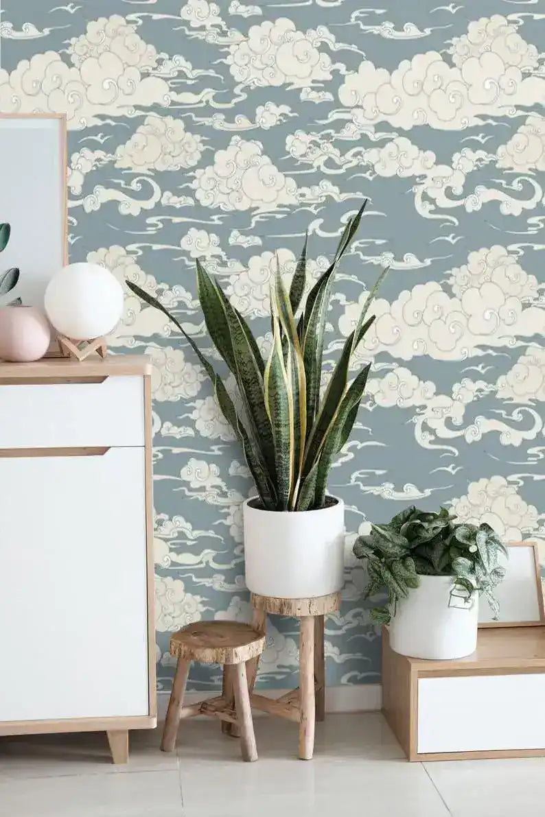 Vintage Chinoiserie Clouds Wallpaper