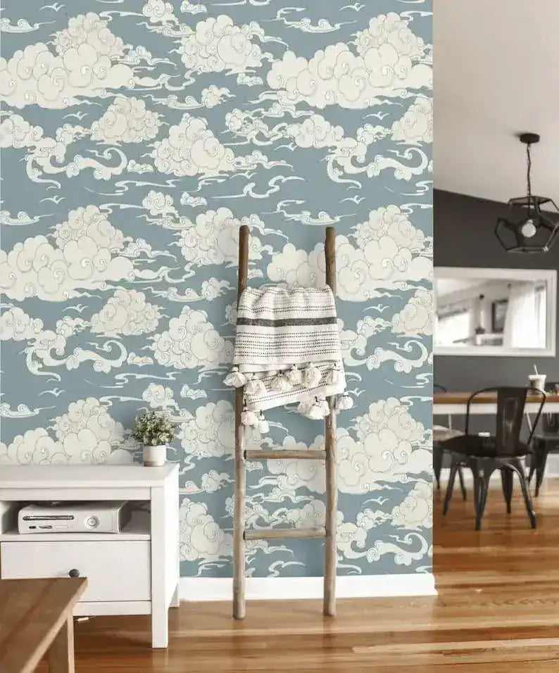 Vintage Chinoiserie Clouds Wallpaper