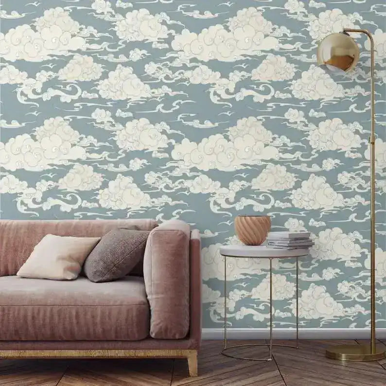 Vintage Chinoiserie Clouds Wallpaper