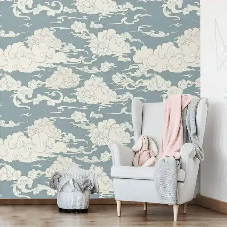 Vintage Chinoiserie Clouds Wallpaper
