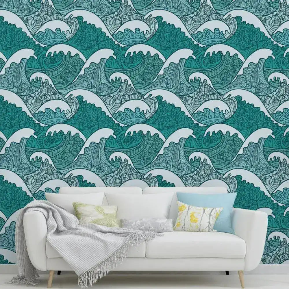 Vintage Oriental Wave Wallpaper