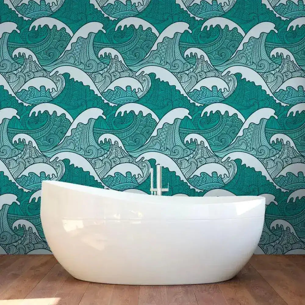Vintage Oriental Wave Wallpaper