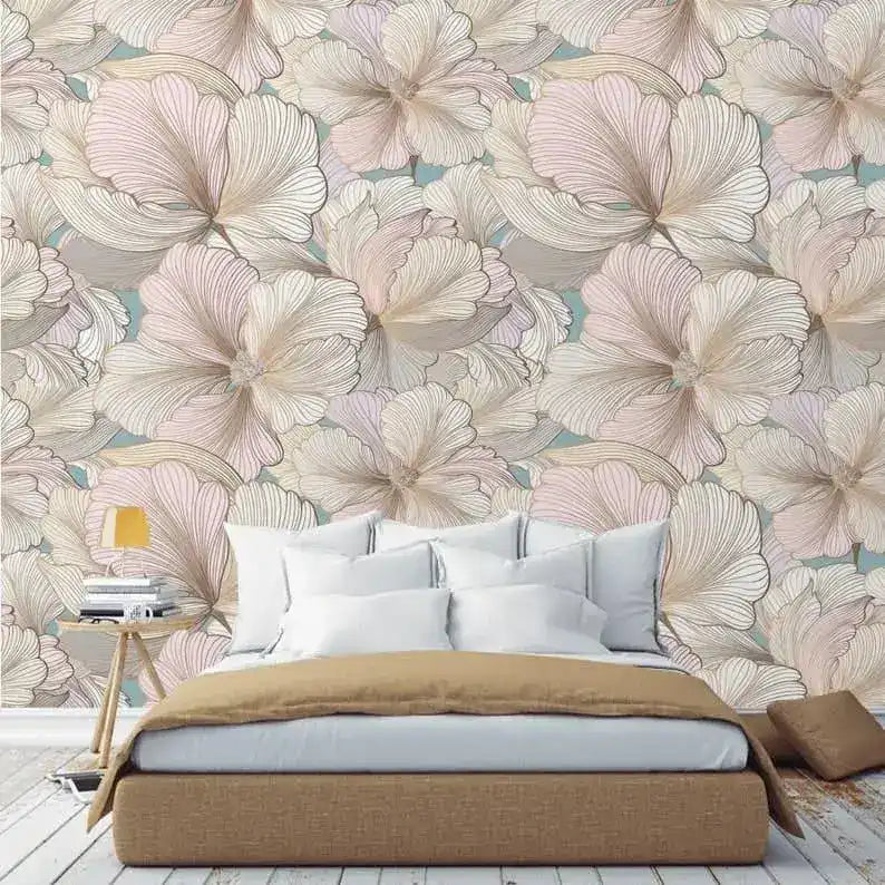 Vintage Oversized Exotic Floral Wallpaper