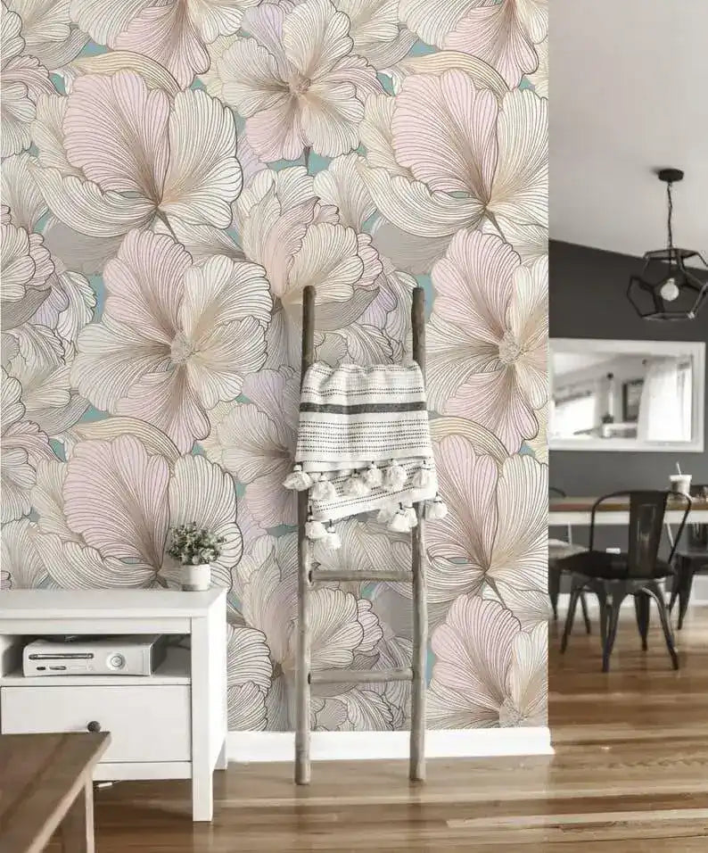 Vintage Oversized Exotic Floral Wallpaper