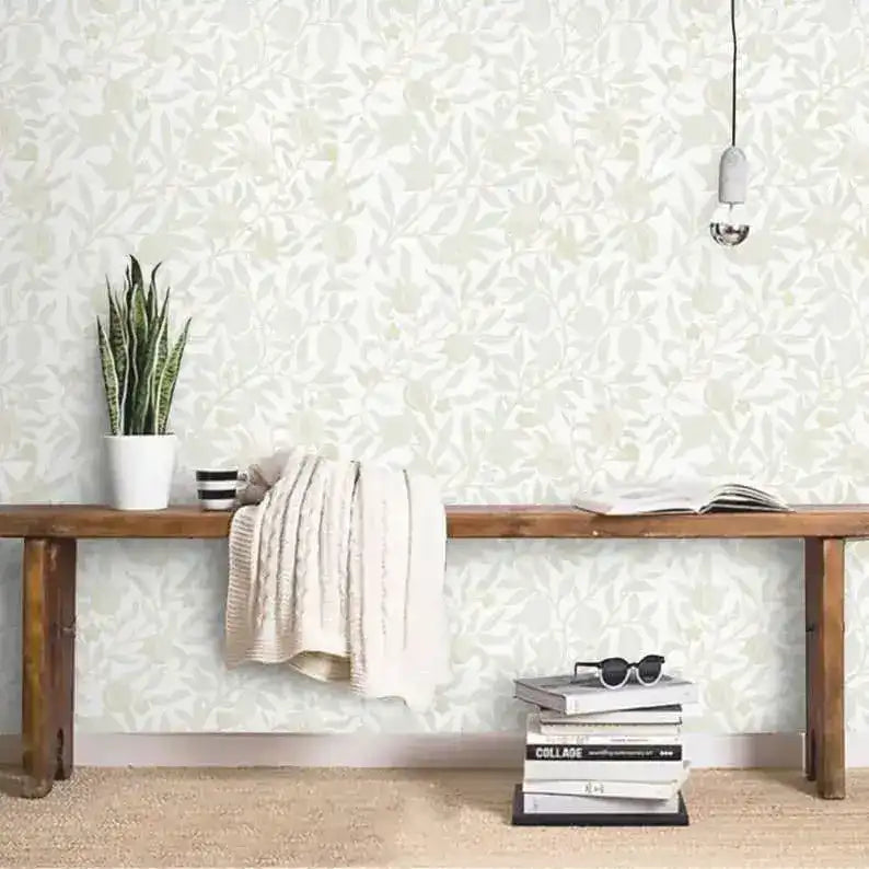 Vintage Pastel Minimalist Delicate Floral Wallpaper
