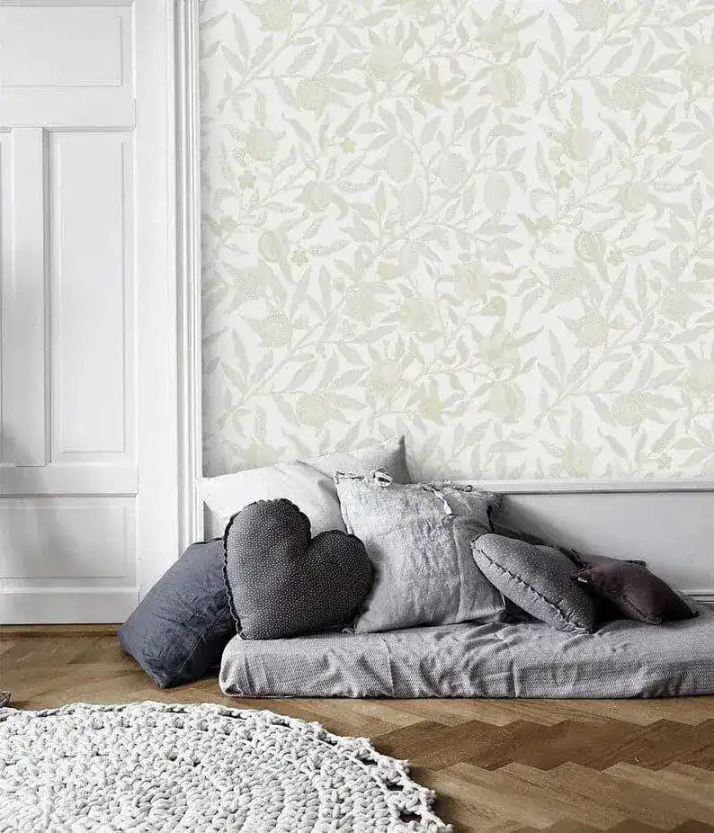 Vintage Pastel Minimalist Delicate Floral Wallpaper