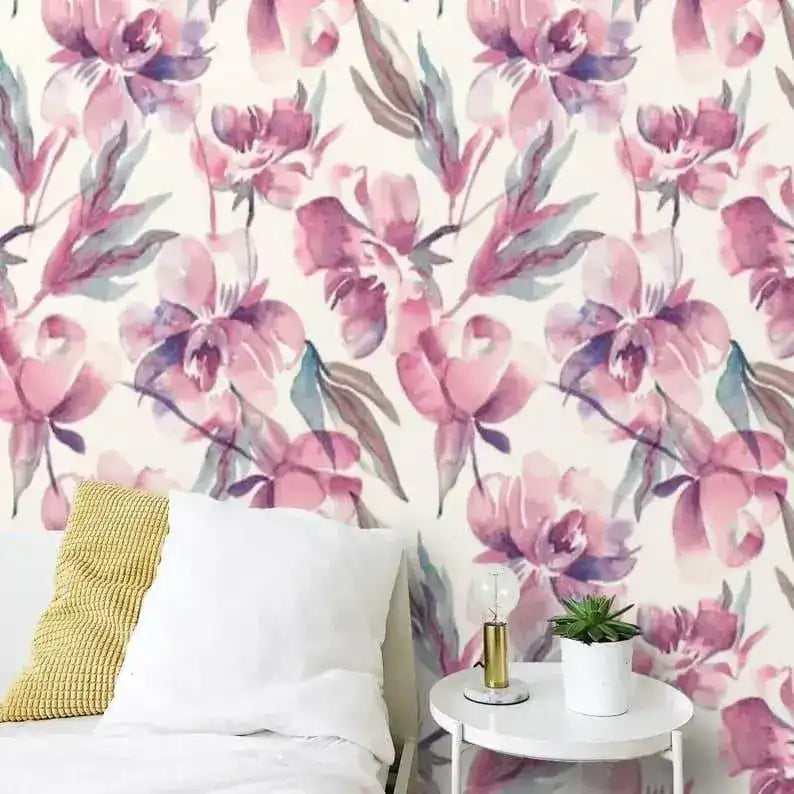 Vintage Pastel Pink Floral Watercolor Wallpaper