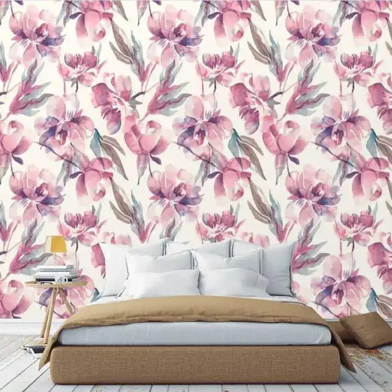 Vintage Pastel Pink Floral Watercolor Wallpaper