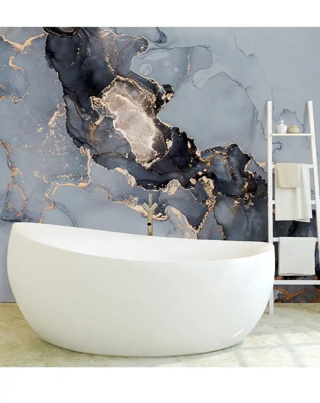 Watercolor Marble Abstract Alcohol Ink Gray Black Wall Mural