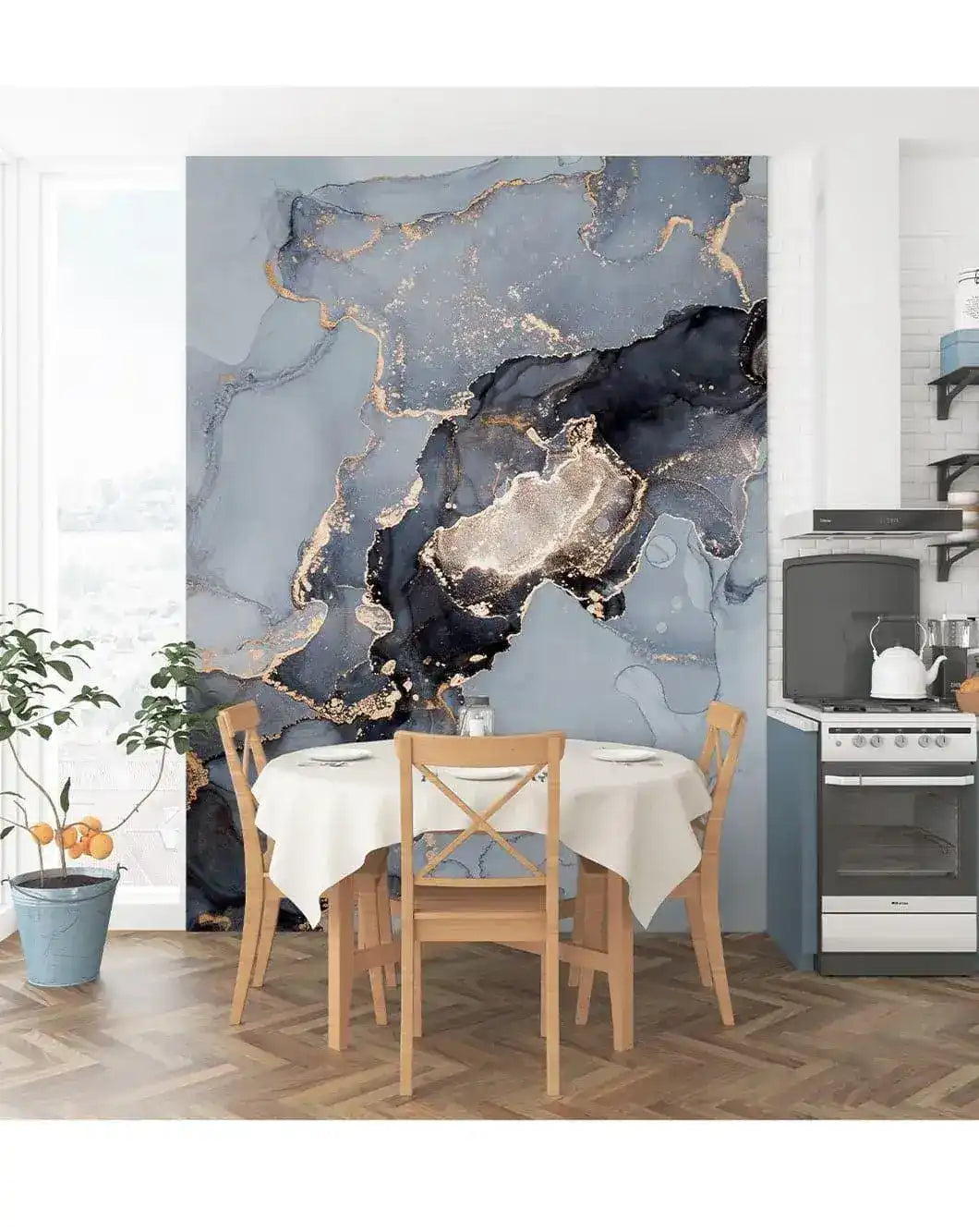 Watercolor Marble Abstract Alcohol Ink Gray Black Wall Mural
