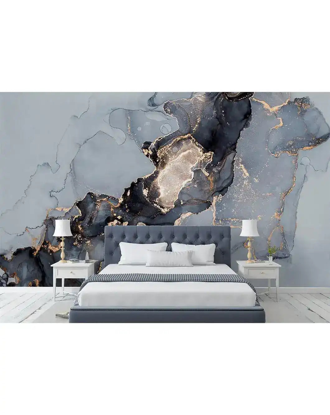 Watercolor Marble Abstract Alcohol Ink Gray Black Wall Mural