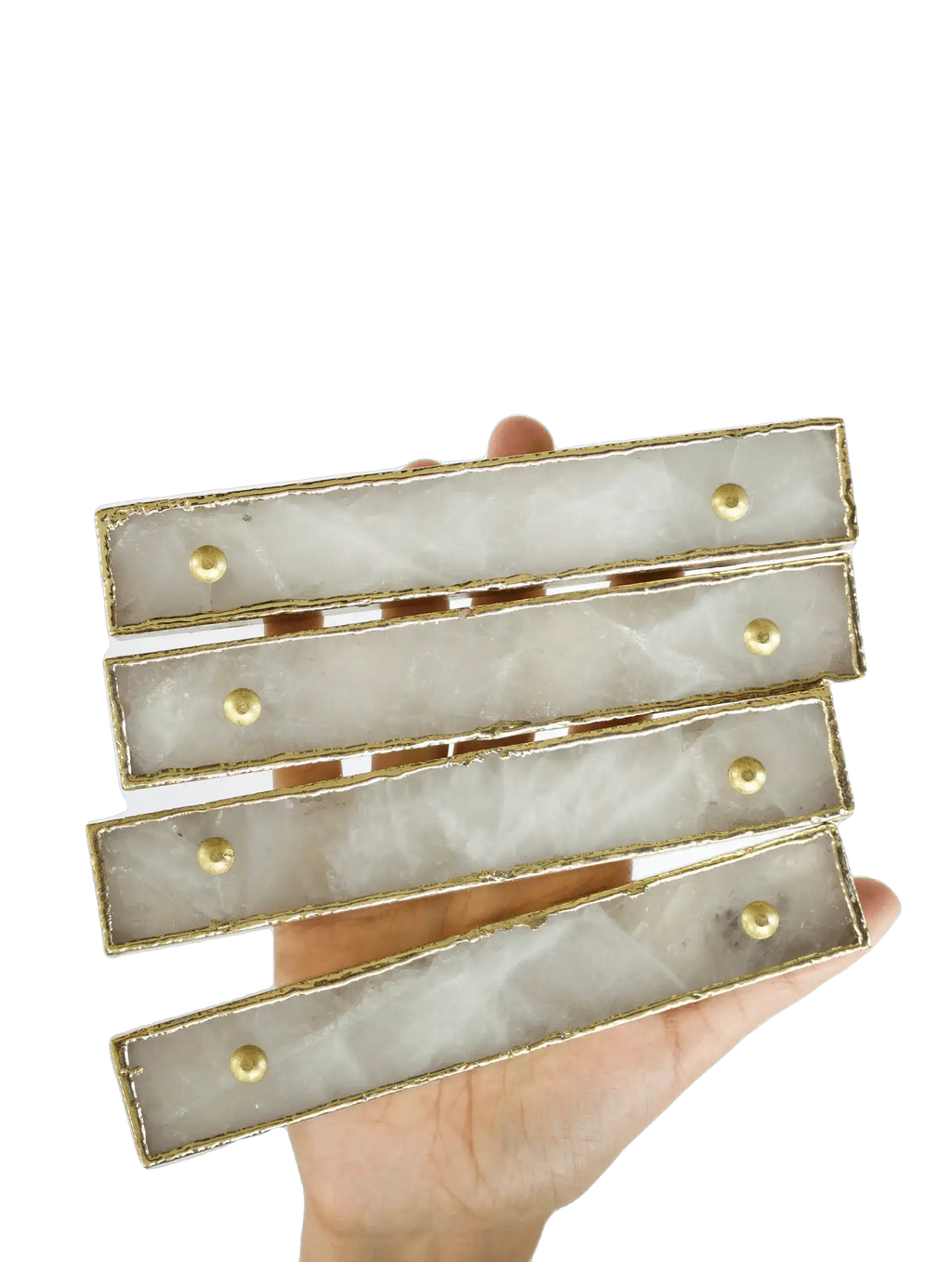 White Agate Cabinet Door Pull Handle - Set of 4