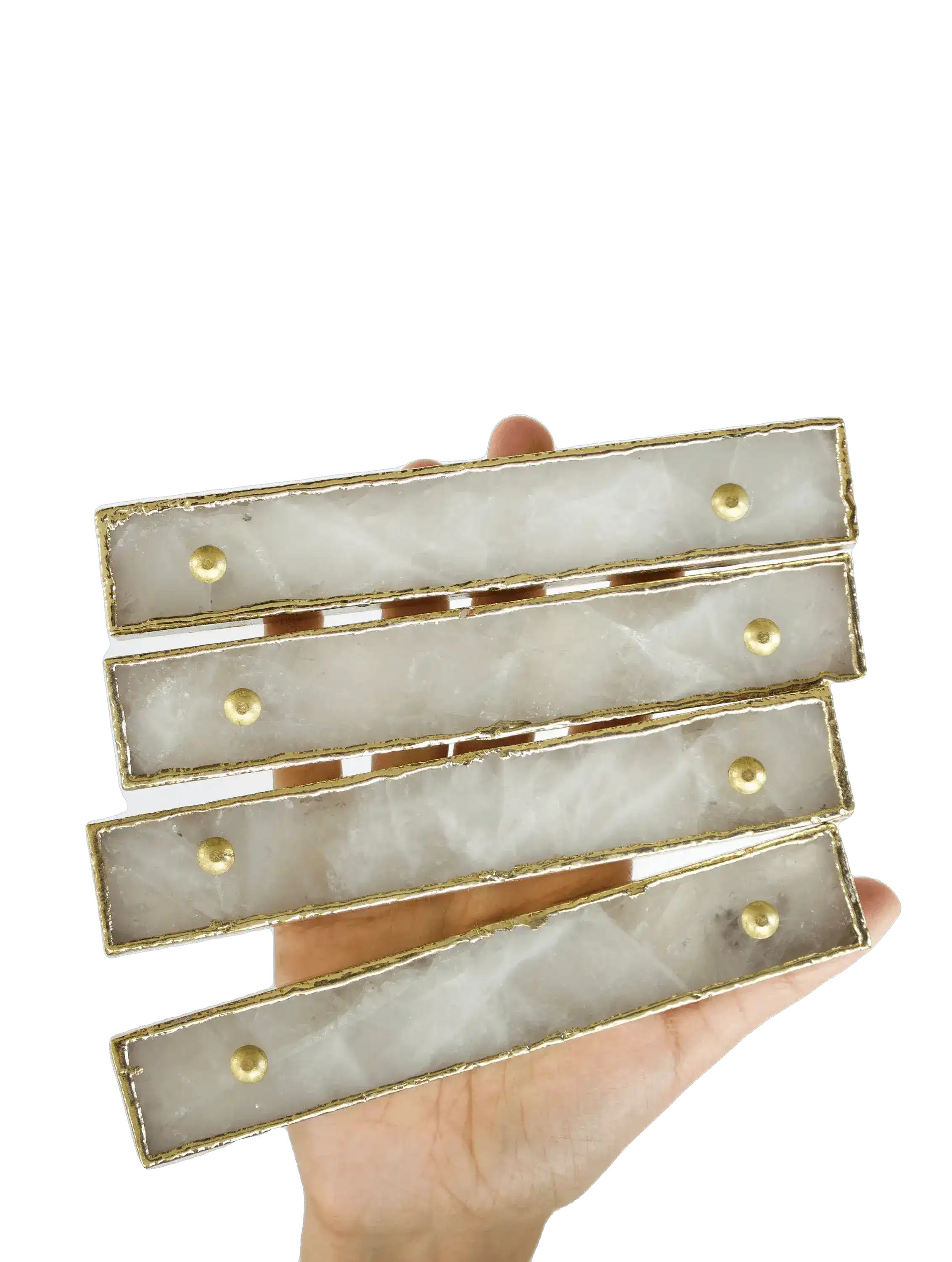 White Agate Cabinet Door Pull Handle - Set of 4