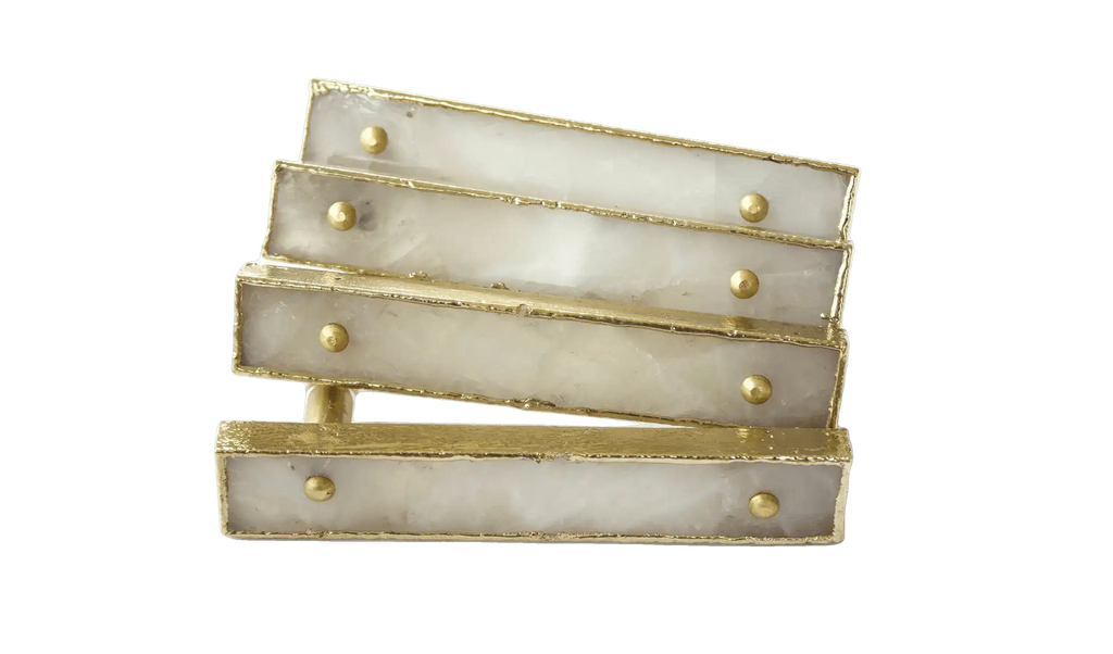 White Agate Cabinet Door Pull Handle - Set of 4