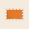 White and Orange 100% Linen Scallop Placemats - Set of 4