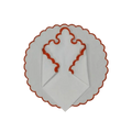 White Round Cotton Placemat and Napkin with Embroidered Border