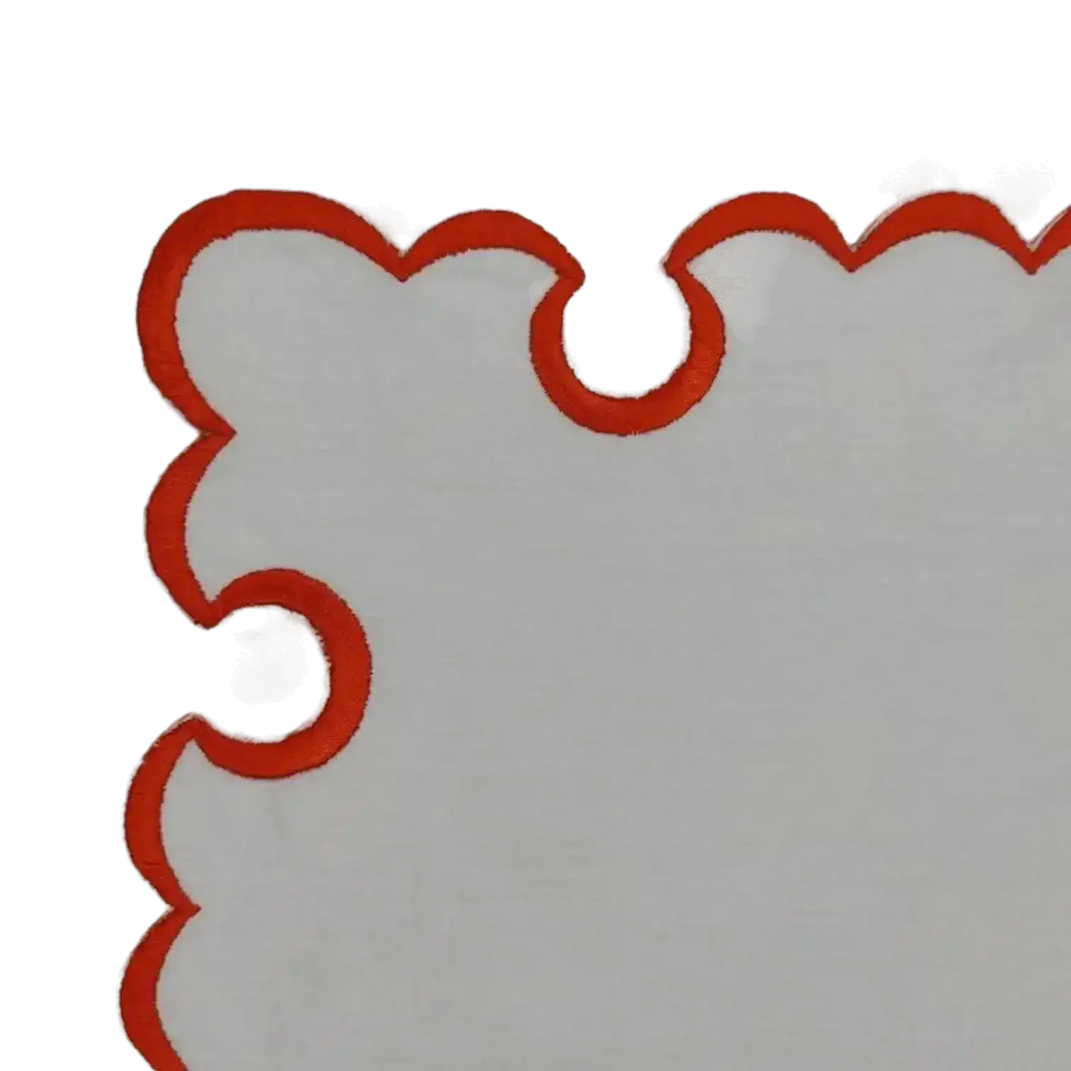 White Round Cotton Placemat and Napkin with Embroidered Border