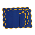 Yellow Scalloped Royal Blue Cotton Placemats