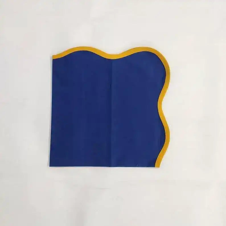 Yellow Scalloped Royal Blue Cotton Placemats
