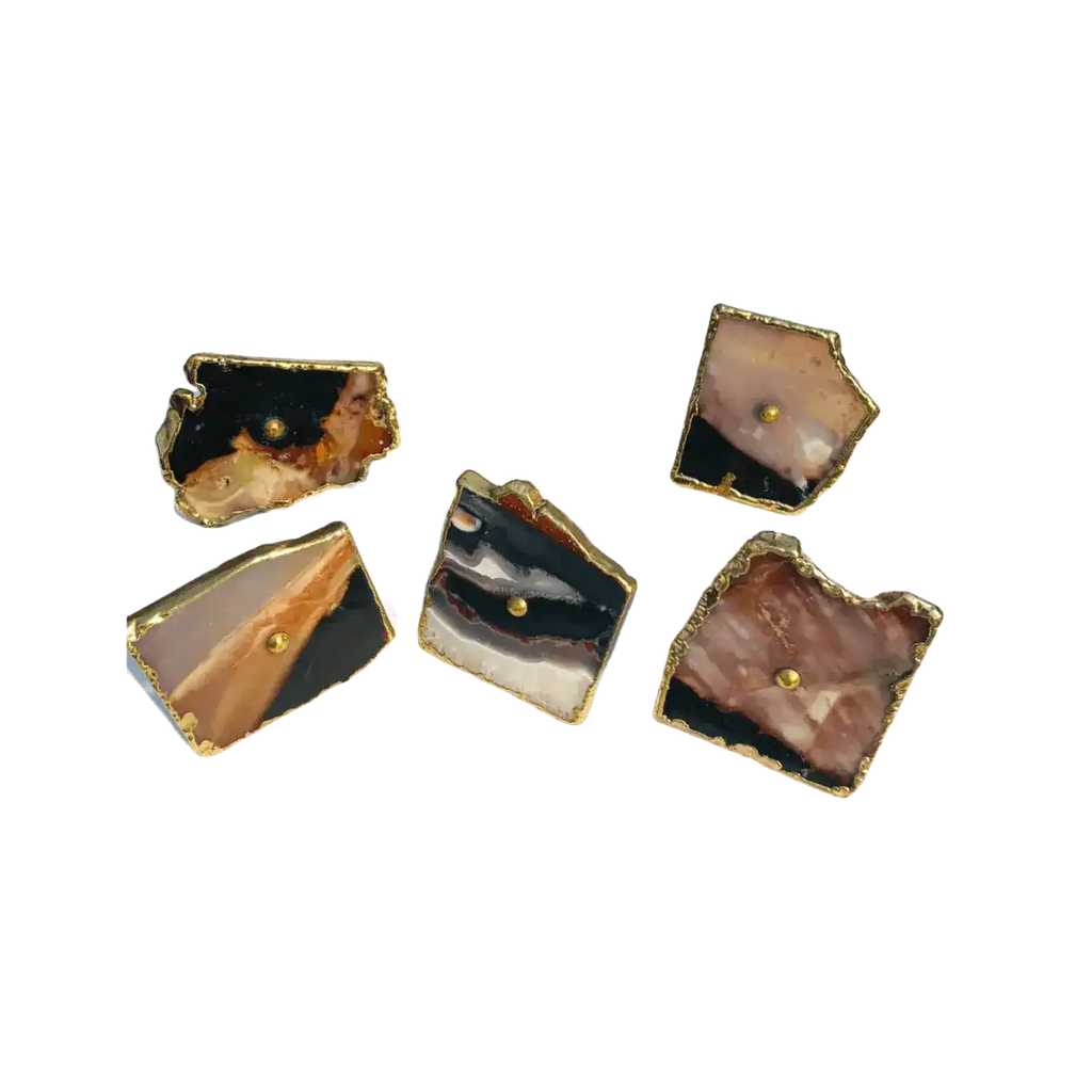 Zebra Agate Cabinet Door Pull Handle - Set of 6