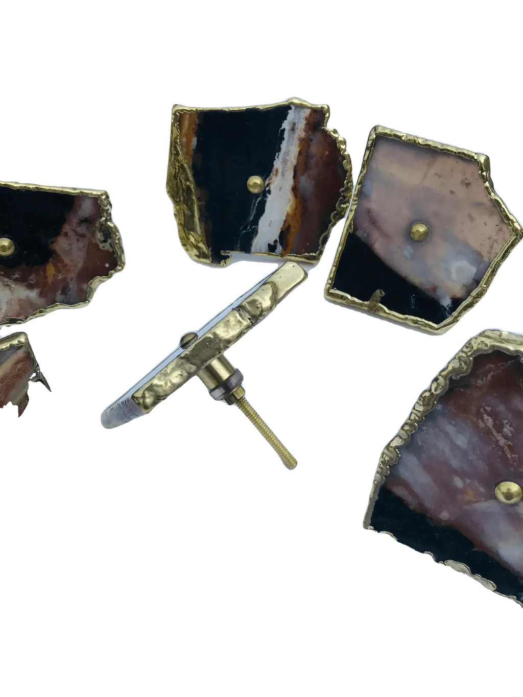 Zebra Agate Cabinet Door Pull Handle - Set of 6